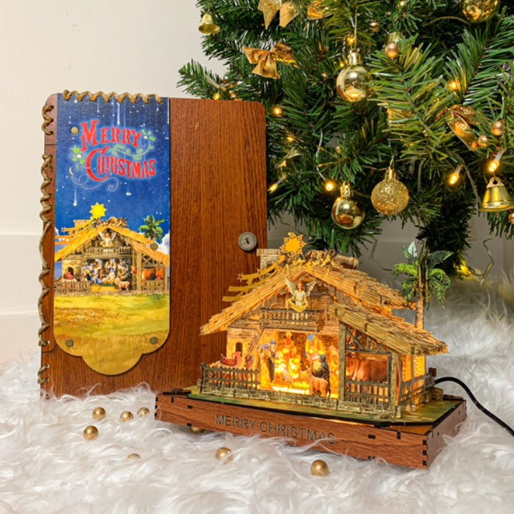 3D Wooden Christmast Card With LightsWoodWander Manufacturing