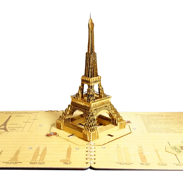 3D Eiffel Tower Popup with LightsWoodWander Manufacturing