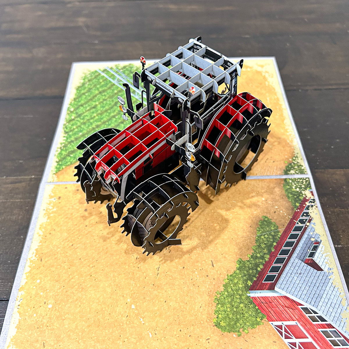 3D Popup Tractor CardWoodWander Manufacturing